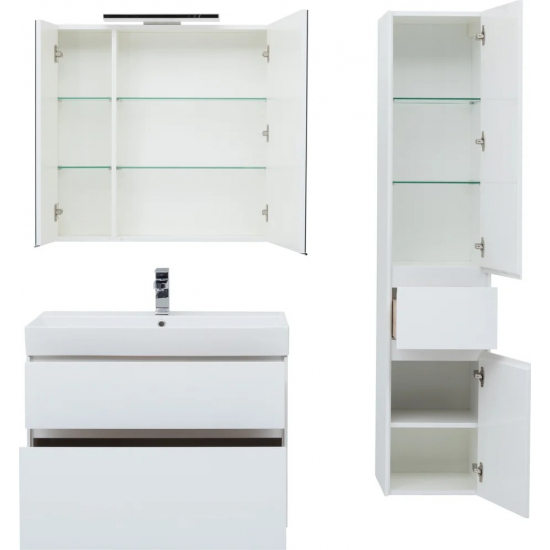 Тумба с раковиной AQUANET Бруклин 85 подвесная, белая