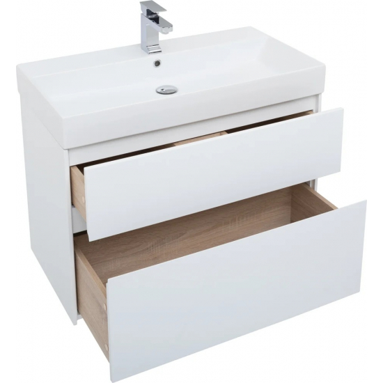 Тумба с раковиной AQUANET Бруклин 85 подвесная, белая