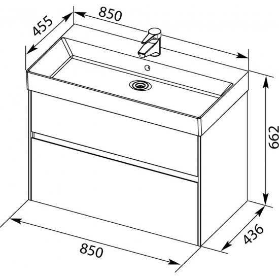 Тумба с раковиной AQUANET Бруклин 85 подвесная, белая