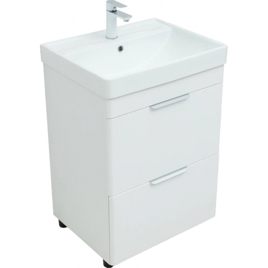 Тумба с раковиной AQUANET Ирис New 50 напольная, 2 ящика