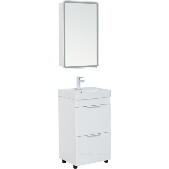 Тумба с раковиной AQUANET Ирис New 50 напольная, 2 ящика