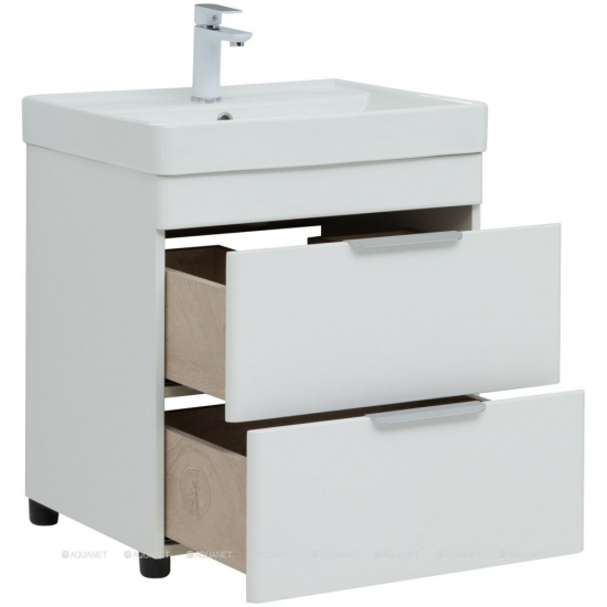Тумба с раковиной AQUANET Ирис New 60 напольная, 2 ящика