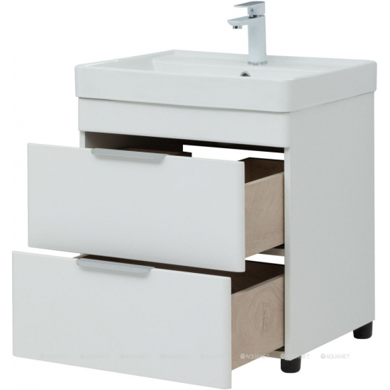 Тумба с раковиной AQUANET Ирис New 60 напольная, 2 ящика