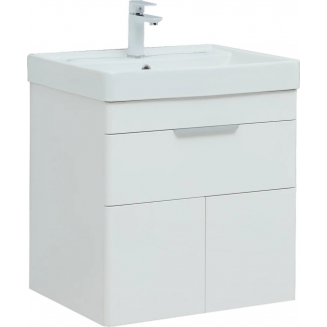 Тумба с раковиной AQUANET Ирис New 60 подвесная, 1 ящик 2 дверцы