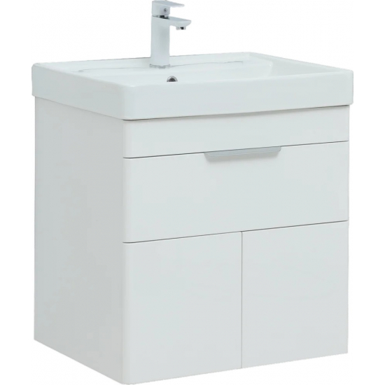 Тумба с раковиной AQUANET Ирис New 60 подвесная, 1 ящик 2 дверцы