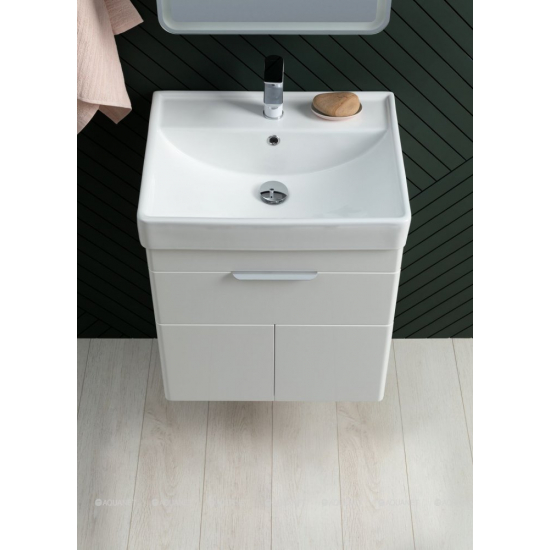 Тумба с раковиной AQUANET Ирис New 60 подвесная, 1 ящик 2 дверцы