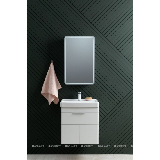 Тумба с раковиной AQUANET Ирис New 60 подвесная, 1 ящик 2 дверцы