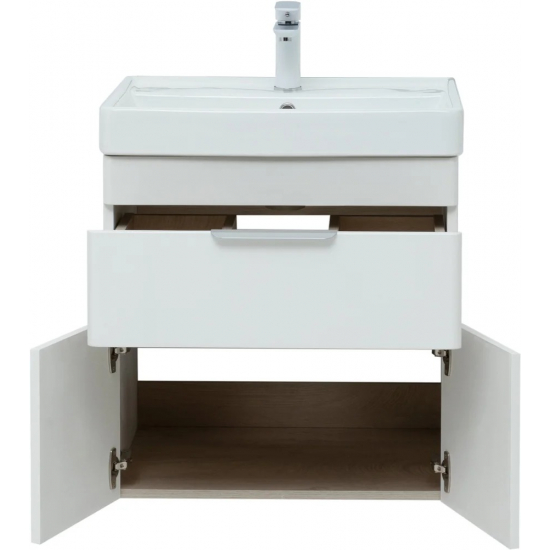 Тумба с раковиной AQUANET Ирис New 60 подвесная, 1 ящик 2 дверцы