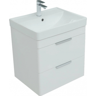 Тумба с раковиной AQUANET Ирис New 60 подвесная, 2 ящика