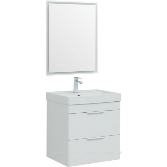 Тумба с раковиной AQUANET Ирис New 60 подвесная, 2 ящика