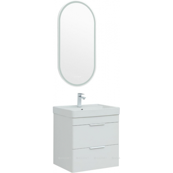 Тумба с раковиной AQUANET Ирис New 60 подвесная, 2 ящика