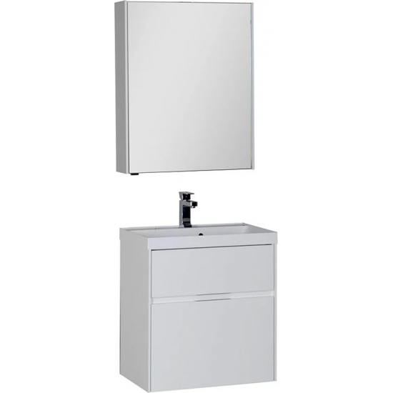 Тумба с раковиной AQUANET Латина 60 2 ящика белая
