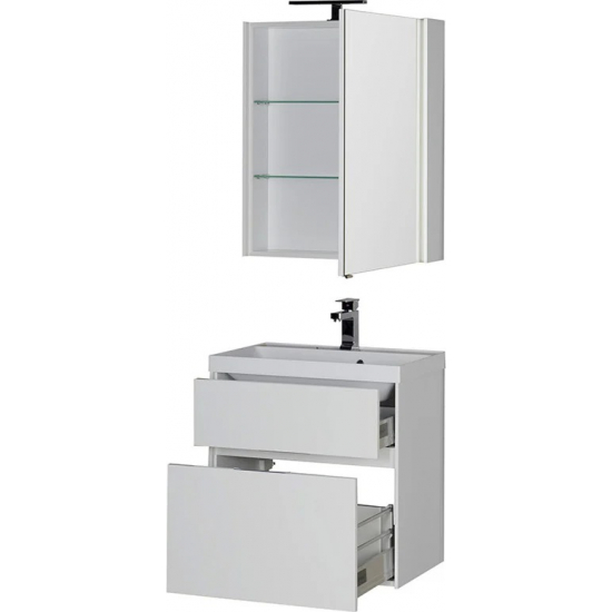 Тумба с раковиной AQUANET Латина 60 2 ящика белая