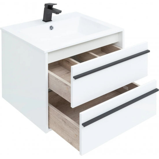 Тумба с раковиной AQUANET Lino 60 белый матовый