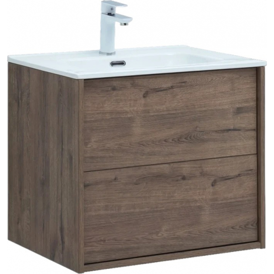 Тумба с раковиной AQUANET Lino 60 дуб веллингтон, Flat 60