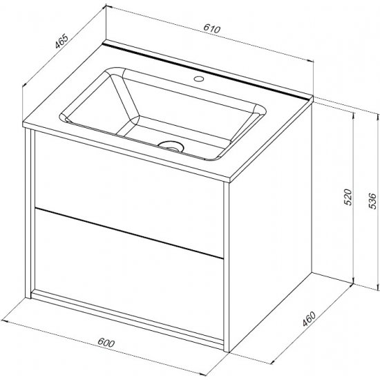 Тумба с раковиной AQUANET Lino 60 дуб веллингтон, Flat 60