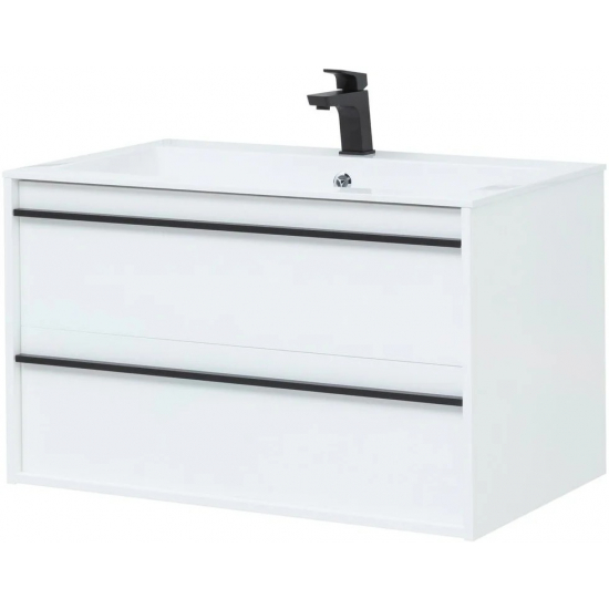 Тумба с раковиной AQUANET Lino 90 белый матовый