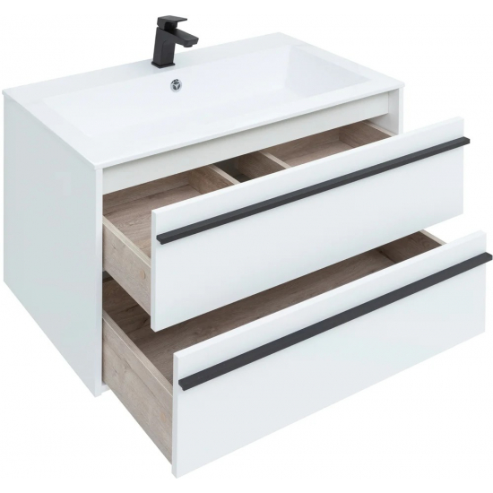 Тумба с раковиной AQUANET Lino 90 белый матовый