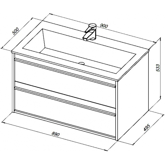 Тумба с раковиной AQUANET Lino 90 дуб веллингтон