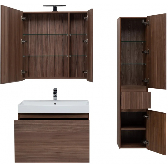 Тумба с раковиной AQUANET Нью-Йорк 85 подвесная, орех 