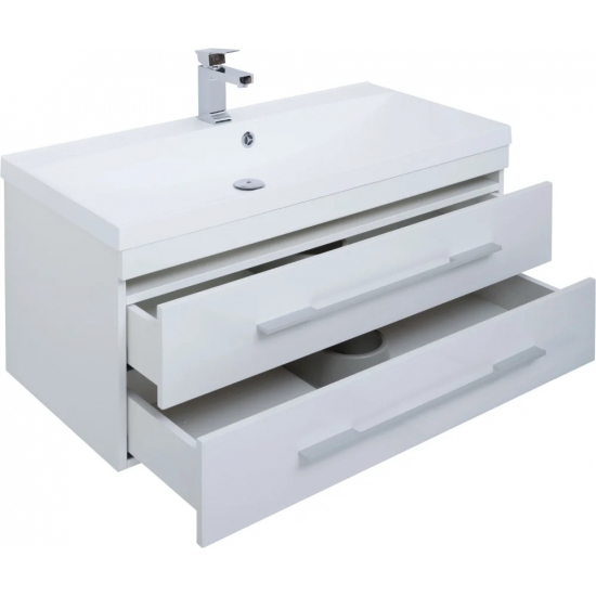 Тумба с раковиной AQUANET Нота 100 подвесная, белая