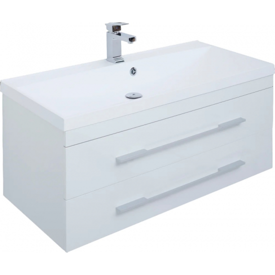 Тумба с раковиной AQUANET Нота 100 подвесная, белая