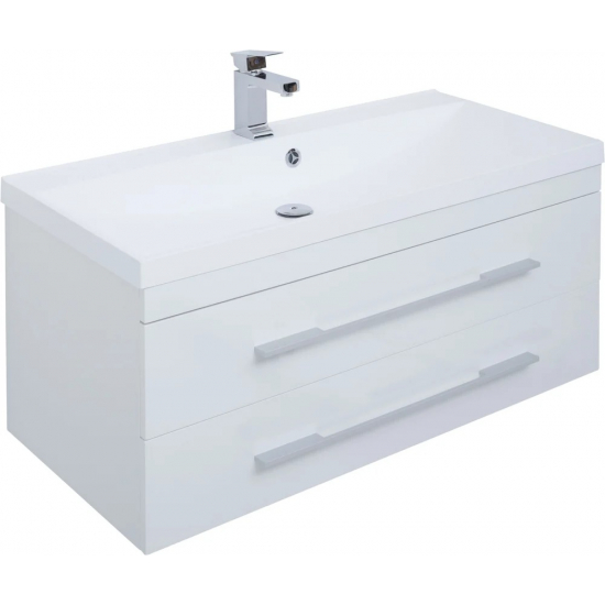 Тумба с раковиной AQUANET Нота 100 подвесная, белая