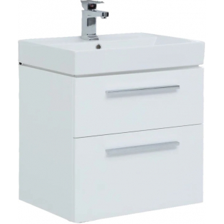 Тумба с раковиной AQUANET Nova 60 2 ящика, белый глянец