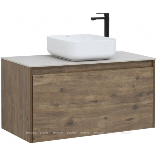 Тумба с раковиной AQUANET Nova Lite 100 подвесная, дуб рустикальный 1 ящик