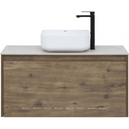 Тумба с раковиной AQUANET Nova Lite 100 подвесная, дуб рустикальный 1 ящик