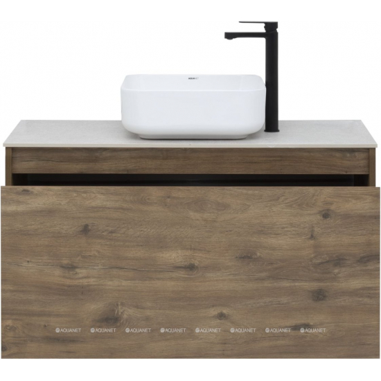 Тумба с раковиной AQUANET Nova Lite 100 подвесная, дуб рустикальный 1 ящик