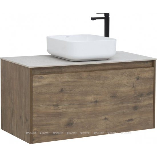 Тумба с раковиной AQUANET Nova Lite 100 подвесная, дуб рустикальный 1 ящик