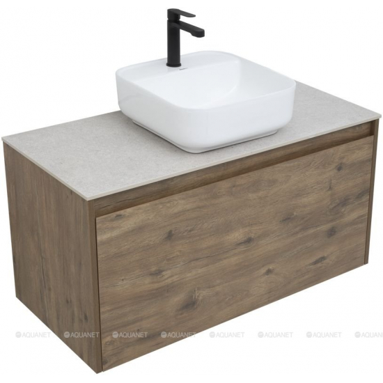 Тумба с раковиной AQUANET Nova Lite 100 подвесная, дуб рустикальный 1 ящик