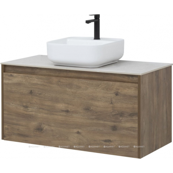 Тумба с раковиной AQUANET Nova Lite 100 подвесная, дуб рустикальный 1 ящик