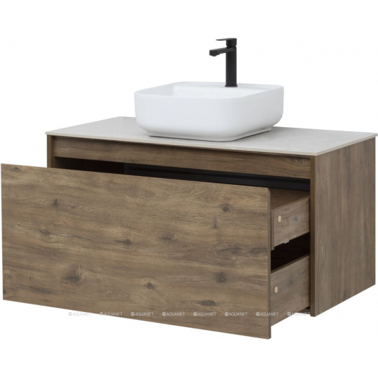 Тумба с раковиной AQUANET Nova Lite 100 подвесная, дуб рустикальный 1 ящик