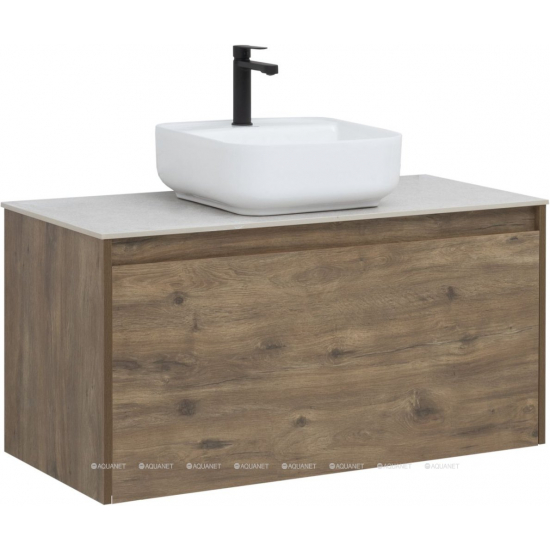 Тумба с раковиной AQUANET Nova Lite 100 подвесная, дуб рустикальный 1 ящик