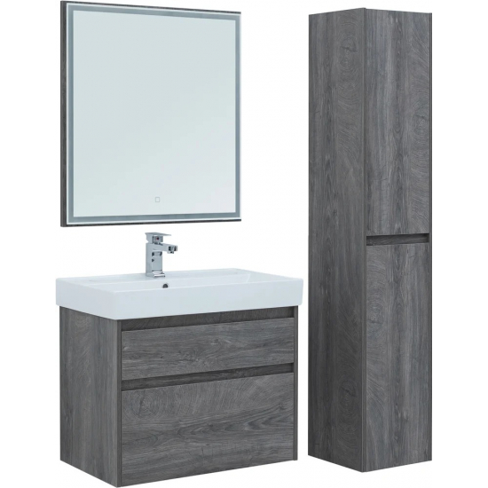 Тумба с раковиной AQUANET Nova Lite 75 подвесная, дуб рошелье, 2 ящика