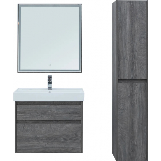 Тумба с раковиной AQUANET Nova Lite 75 подвесная, дуб рошелье, 2 ящика