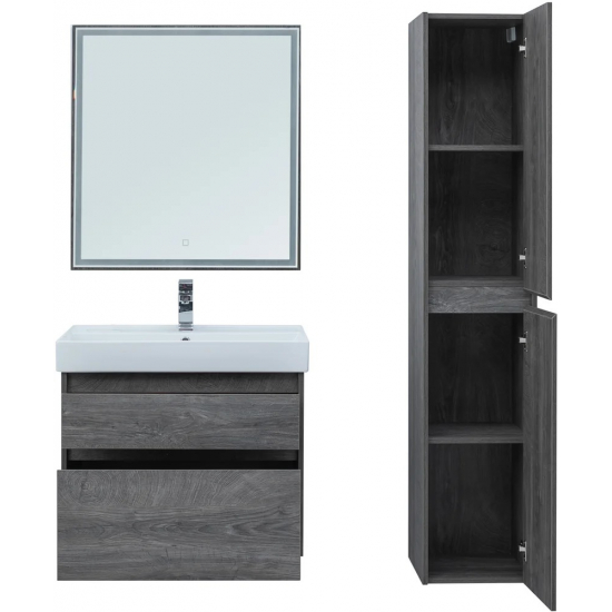 Тумба с раковиной AQUANET Nova Lite 75 подвесная, дуб рошелье, 2 ящика