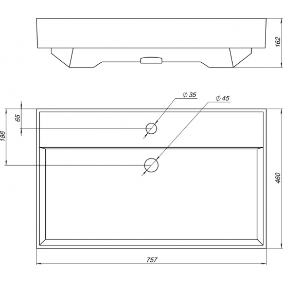 Тумба с раковиной AQUANET Nova Lite 75 подвесная, дуб рошелье, 2 ящика
