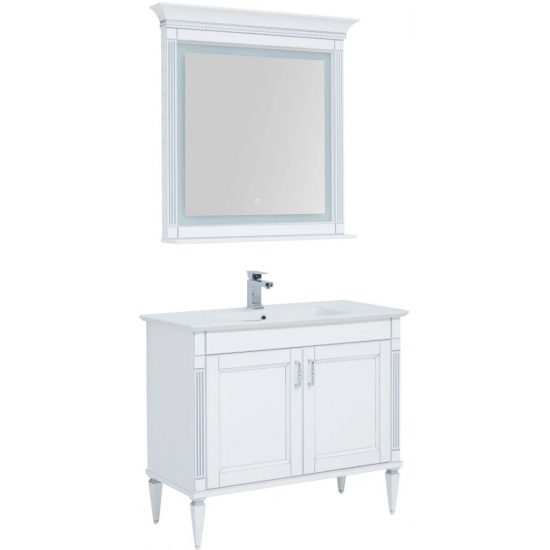 Тумба с раковиной AQUANET Селена 105 напольная белая, серебро, 2 двери