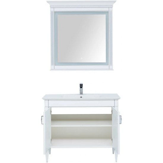 Тумба с раковиной AQUANET Селена 105 напольная белая, серебро, 2 двери