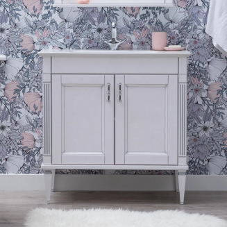 Тумба с раковиной AQUANET Селена 105 напольная белая, серебро, 2 двери