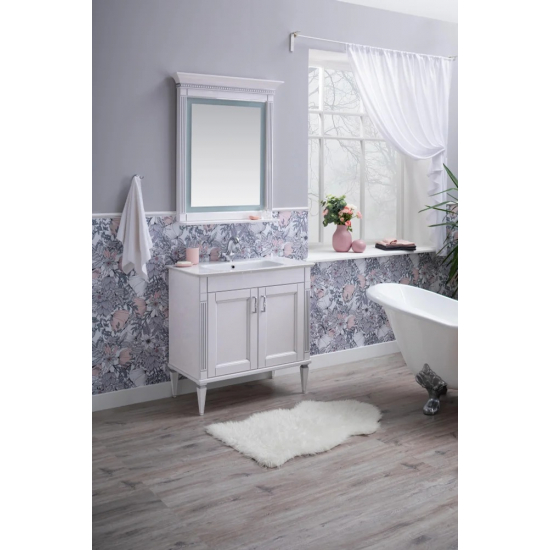 Тумба с раковиной AQUANET Селена 105 напольная белая, серебро, 2 двери