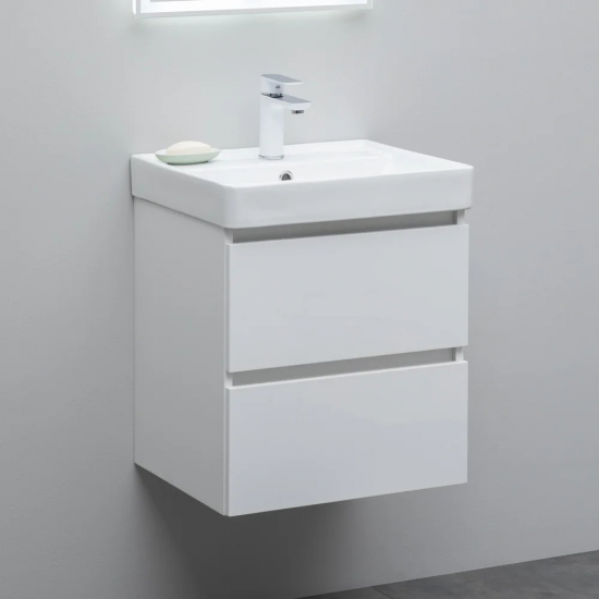 Тумба с раковиной AQUANET Вега 50 подвесная, 2 ящика