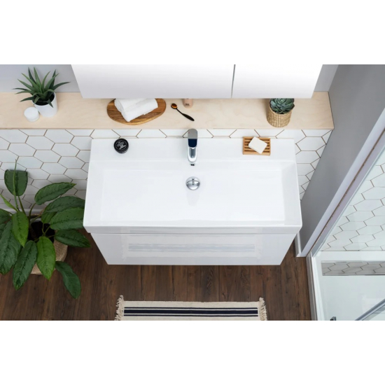 Тумба с раковиной AQUANET Йорк 100 подвесная, белая