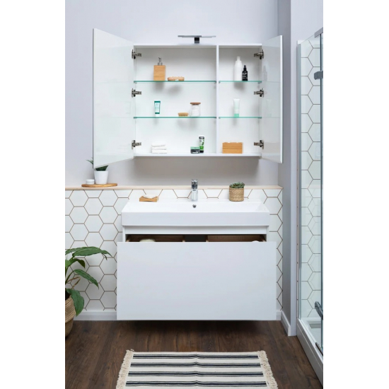 Тумба с раковиной AQUANET Йорк 100 подвесная, белая