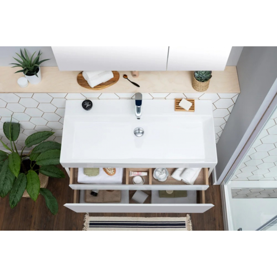 Тумба с раковиной AQUANET Йорк 100 подвесная, белая