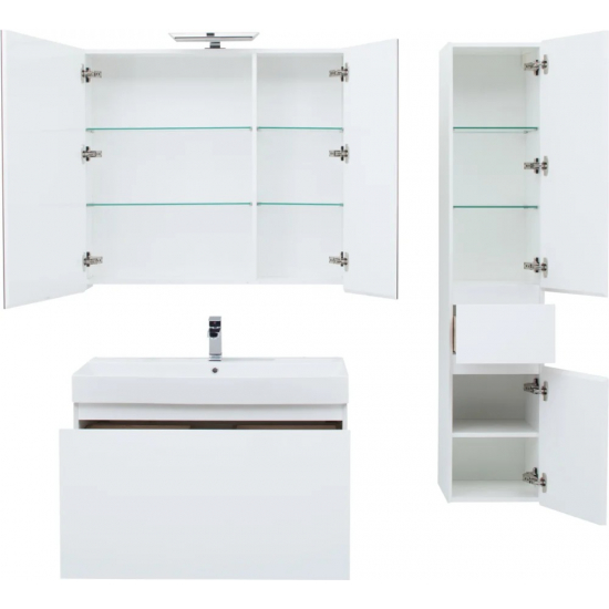 Тумба с раковиной AQUANET Йорк 100 подвесная, белая