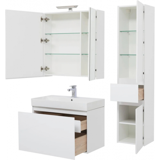 Тумба с раковиной AQUANET Йорк 100 подвесная, белая